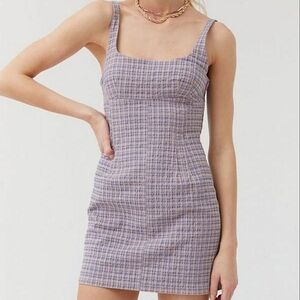 Urban Outfitters Plaid Gingham Mini Scoop Neck Dress M